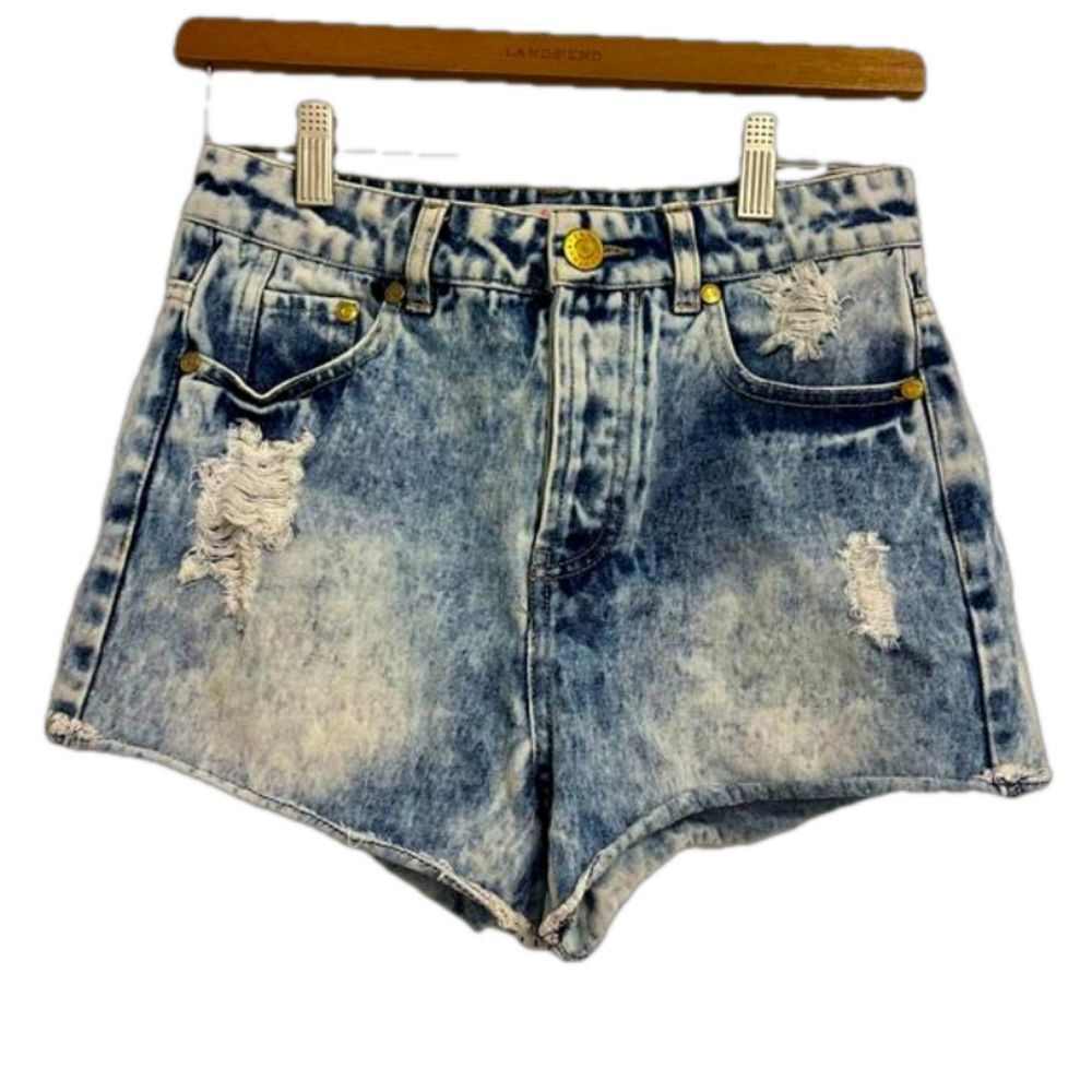 Refuge High waisted Women acid washed distressed rolled hem shorts size 4